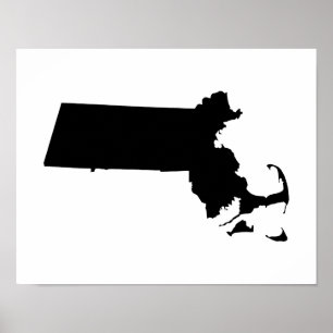 Poster Minimaliste Massachusetts en noir