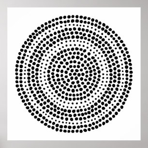 Poster Minimaliste Moderne Géométrique Cercle Blanc Noir