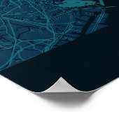 Poster minimaliste noir et bleu à Tokyo City (Coin)