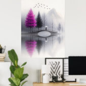 Poster Minimaliste Pont Brumeux (Bureau à domicile)