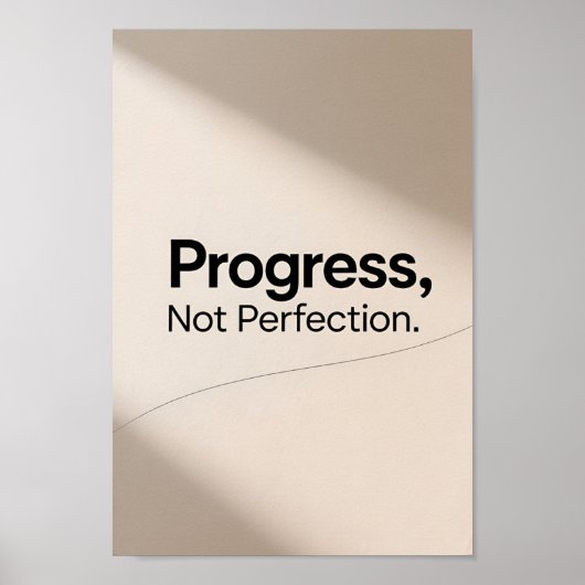 Poster Minimaliste Progrès Pas Perfection Motivationnel (Devant)