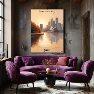 Poster Minimaliste Sydney Skyline - tons doux australiens