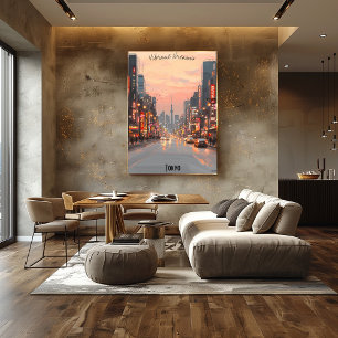 Poster Minimaliste Tokyo Skyline - nuances subtiles Japon