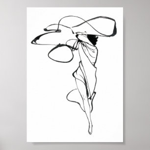 Poster minimaliste vintage d'illustration de mode