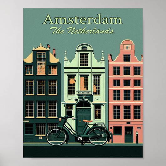 Poster minimaliste Vintage voyage Amsterdam (Devant)