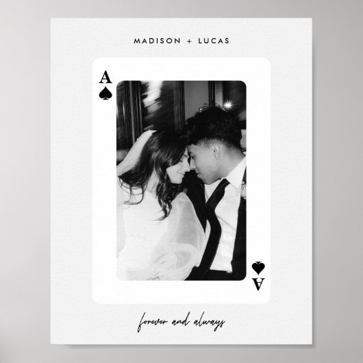 Poster Minimalistic Script Ace of Spades Couple Photo (Devant)