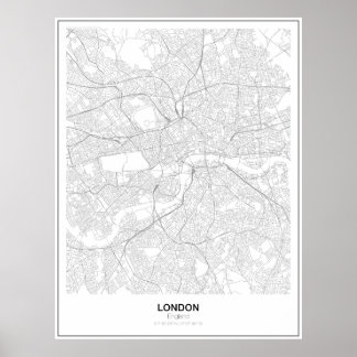 Poster Minimalistische kaart Londen (stijl 2)