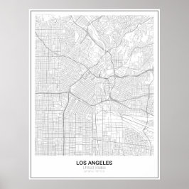 Poster Minimalistische kaart van Los Angeles (stij