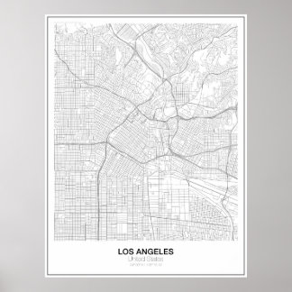 Poster Minimalistische kaart van Los Angeles (stij