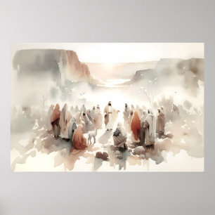 Poster Ministère de Jésus Scène de paysage biblique à l'a