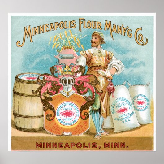 Poster Minneapolis Farine Vintage Nourriture et Art (Devant)