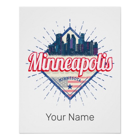 Poster Minneapolis Minnesota USA Skyline États-Unis (Devant)