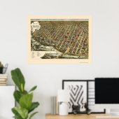 Poster Minneapolis, MN Carte panoramique - 1891 (Bureau à domicile)