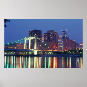 Poster Minneapolis Skyline la nuit