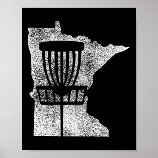 Poster Minnesota Disc Golf State With Basket Distressed G (Devant)