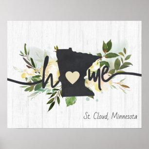 Poster Minnesota État Personnalisé Votre Ville Maison Rus
