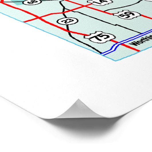 Poster Minnesota Interstate Map Imprimer (Coin)