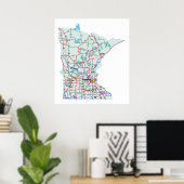 Poster Minnesota Interstate Map Imprimer (Bureau à domicile)