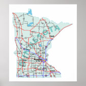 Poster Minnesota Interstate Map Imprimer (Devant)