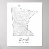 Poster Minnesota Minnesota Minimal Street Map (Devant)