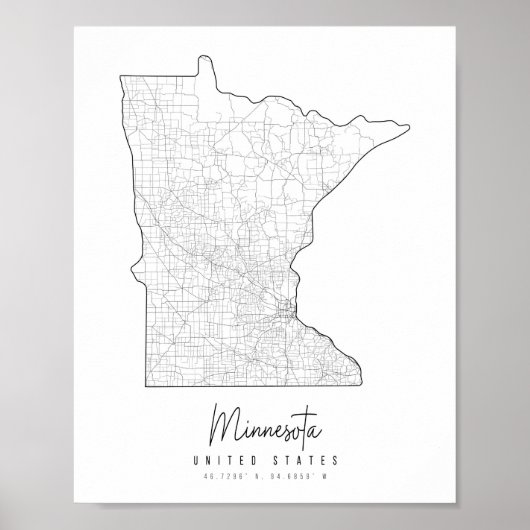 Poster Minnesota Minnesota Minimal Street Map (Devant)