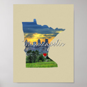 Poster Minnesota State Photo insert and town name