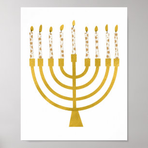 Poster Minorah festive Hanoukka Céleste bougies dessin