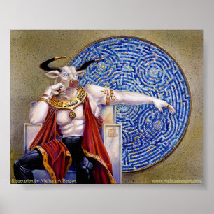 Poster Minotaur avec la copie de mosaïque