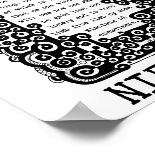 Poster Minotaure de conscience citation de Nietzsche (Coin)