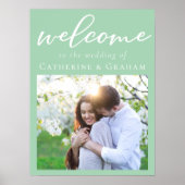Poster Mint Green Couple Photo Chic Mariage Bienvenue (Devant)