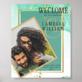 Poster Mint Green Gold MARIAGE Encre d'alcool Abstraite (Devant)