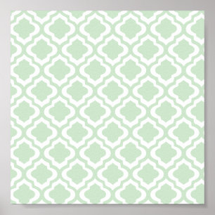 Poster Mint Green Moroccan Quatrefoil Clover