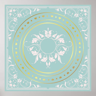 Poster Mint Green Ornate fleuri fleuri