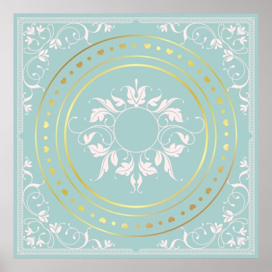 Poster Mint Green Ornate fleuri fleuri (Devant)