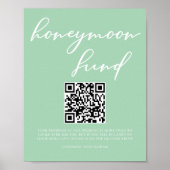 Poster Mint Green White Mariage Honeymoon Fund QR Code (Devant)