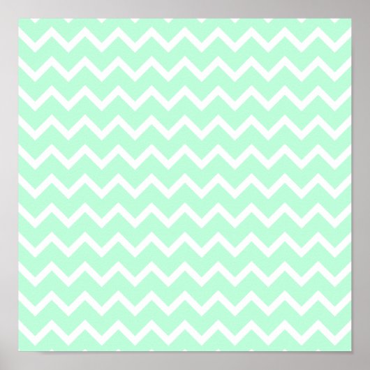 Poster Mint Green Zigzag Chevron Stripes. (Devant)