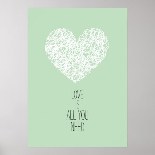 Poster Mint Love Is All You Need Valentine's day (Devant)