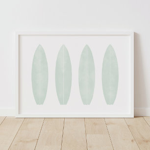 Poster Mint Watercolor Surfboards Beach Nursery Decor