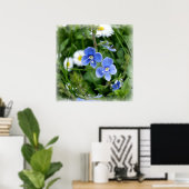 Poster minuscules fleurs bleues (Bureau à domicile)