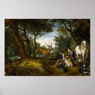 Poster Miracle de Saint Hubert par Brueghel et Rubens