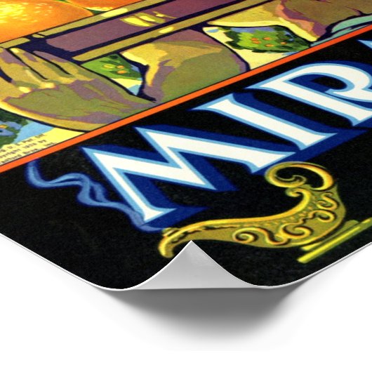 Poster Miracle Marque Oranges Fruit Crate Étiquette (Coin)