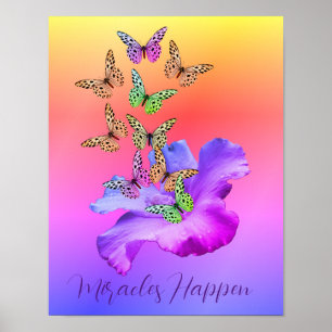 Poster Miracles Hibiscus Papillons Inspiration