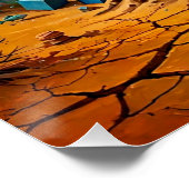 Poster Mirage du désert Ocbre Orange Bleu sarcelle (Coin)