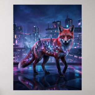 Poster Mirage du Renard de la Ville Néon