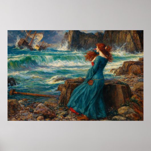 Poster Miranda par John William Waterhouse (Devant)