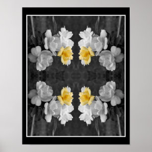 Poster Miroir de couleur partielle du cluster rose jaune