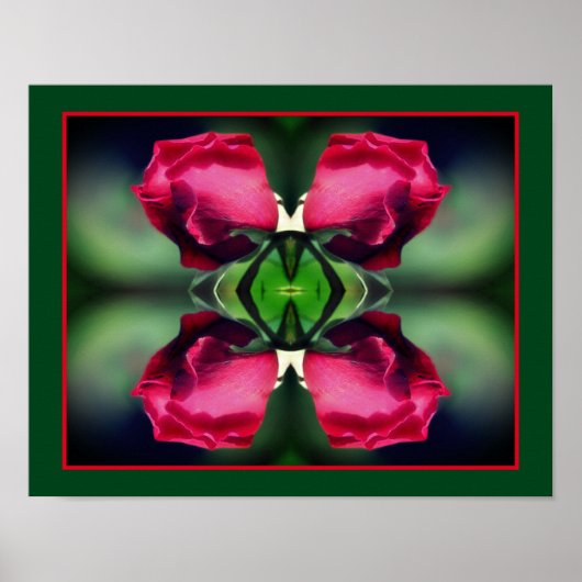 Poster Miroir de flexion rouge Rosebud Abstrait (Devant)
