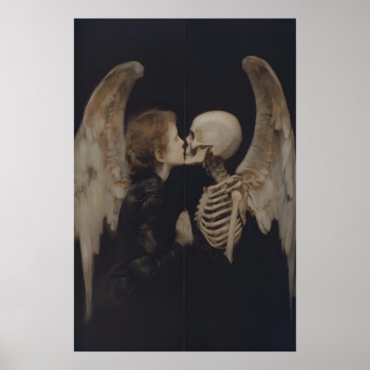 Poster Miroir de réflexion d'ange gothique squelette d'ar (Devant)