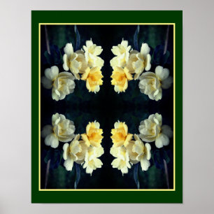 Poster Miroir de roses jaunes en floraison Abstrait
