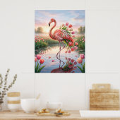 Poster Miroir des flamants tulipes marais (Cuisine)